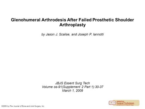 Glenohumeral Arthrodesis After Failed Prosthetic Shoulder Arthroplasty