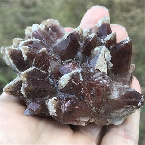 Hematite In Quartz Cluster With Calcite Drusy Morocco Crystal Natural