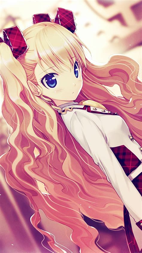 Iphone Wallpaper Ah95 Anime Girl Blonde Blue Illust Art