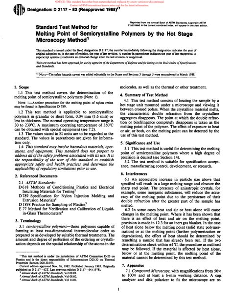 Astm D2117 821988e1 Standard Test Method For Melting Point Of