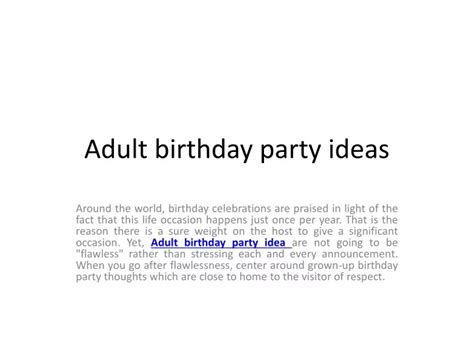 Ppt Adult Birthday Party Ideas Powerpoint Presentation Free Download