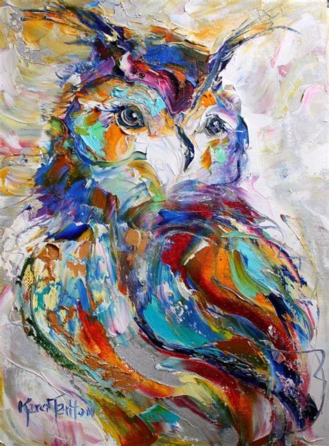 Original Owl Palette Knife Painting Impressionism Oil On Etsy Art