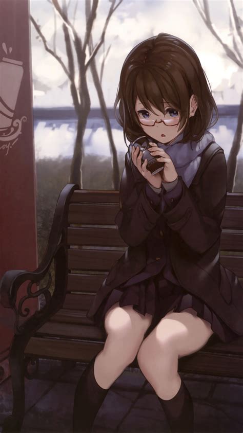 Download 1080x1920 Meganekko Anime Girl Sitting School