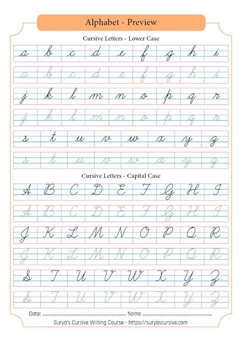 Alphabet In Cursive Writing 7de