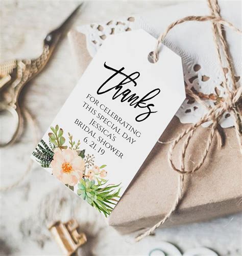 Thank You Favor Tag Template Fully Editable Thank You Tag Etsy