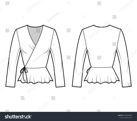 Wrap Blouse Technical Fashion Illustration Fitted Stock Vector Royalty