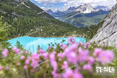 View Of Lake Sorapiss Sorapiss Lake Dolomites Veneto Italy Stock
