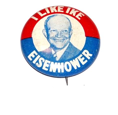 1952 Dwight D Eisenhower I Like Ike Campaign Pin Pinback Button Mamie