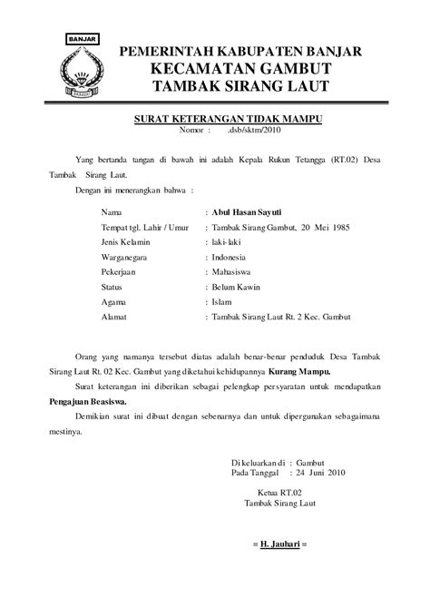 Contoh surat keterangan tidak mampu untuk beasiswa. Contoh Surat Dinas Sekolah Menengah Atas - Contoh Emp