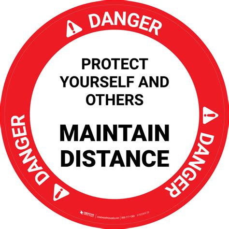 Danger Protect Yourself And Others Maintain Distance Circular Floor