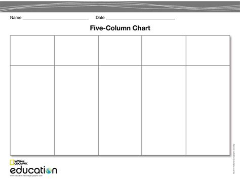Printable 5 Column Chart Template Printable Word Searches