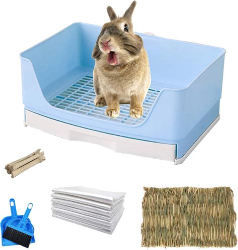 Large Rabbit Litter Box With Drawer Grate Pet Toilet