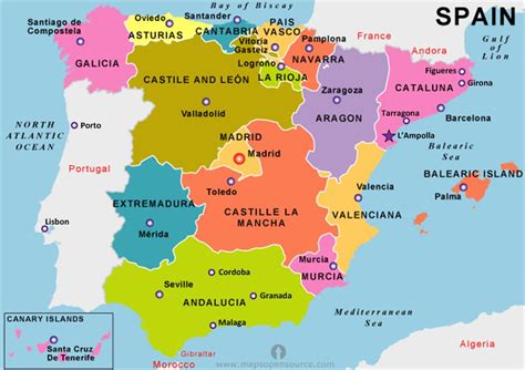 Map Of Spain S Regions World Map
