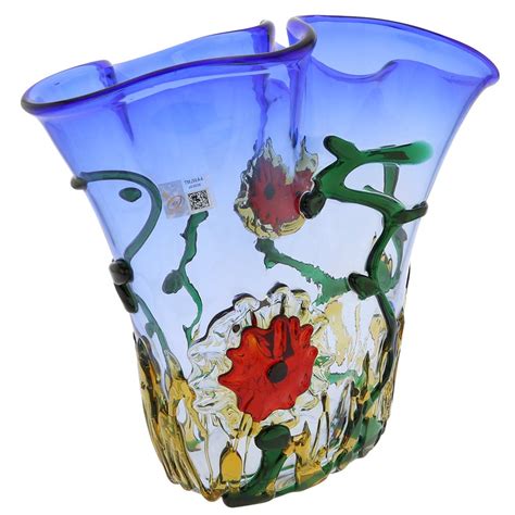 Murano Glass Vases Murano Glass Abstract Flower Vase Blue