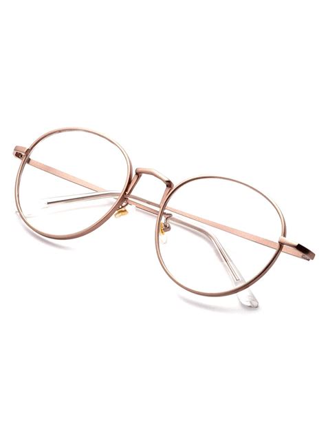 Rose Gold Delicate Frame Clear Lens Glasses Sheinsheinside