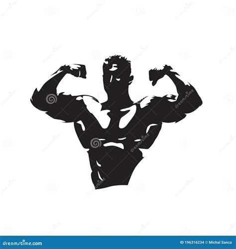 Bodybuilder Logo Gym Abstract Isolated Vector Silhouette Man With Big