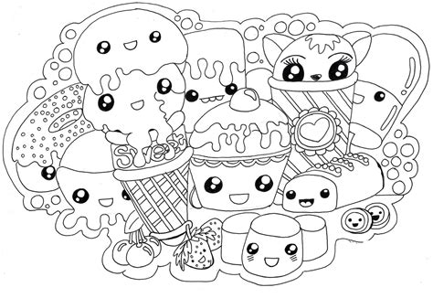Coloriage Kawaii. Imprimer des caractères inhabituels