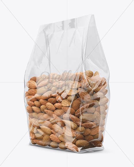 Download Clear Bag With Almonds Mockup - Halfside View in Bag ...