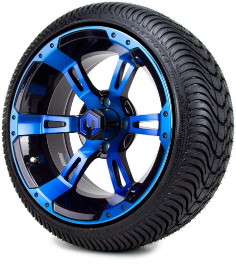 14 Modz Ambush Blue And Black Golf Cart Wheels And Low Profile Tires