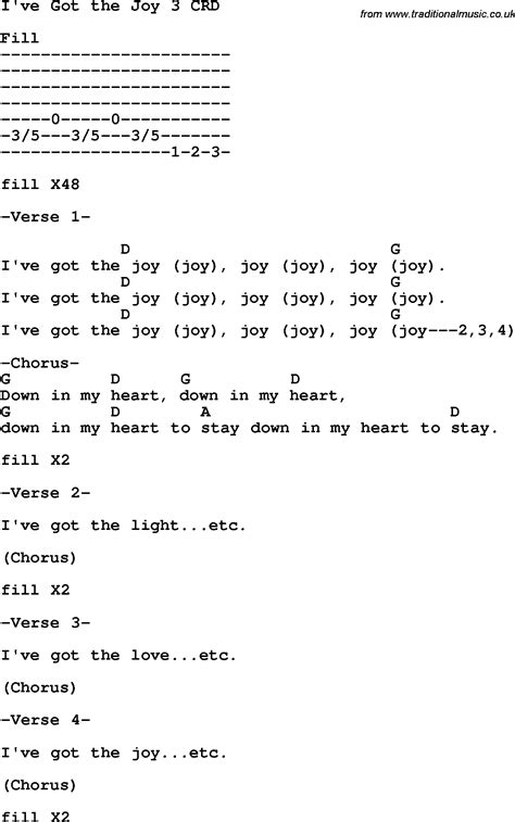 Christian Childrens Song: I've Got The Joy 3 Lyrics and Chords