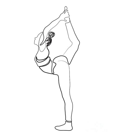 Yoga Stretch One Line Drawing Simple Outline Digital Art By Amusing