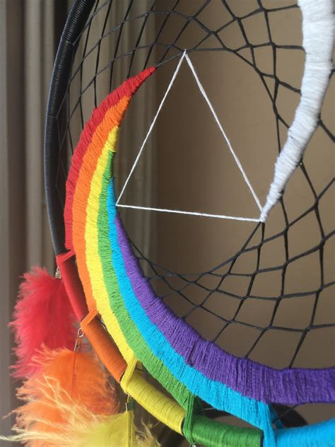 Rainbow Dream Catcher Multi Coloured Feather Wall Decor Etsy