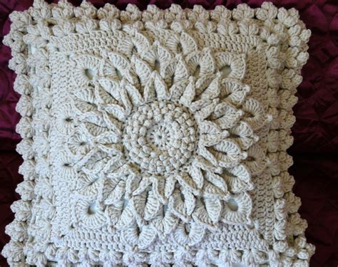 Crochet Pillow Cover Decorative Cotton Pillow Throw Light Beige Pillow Natural Knit Pillow Eco