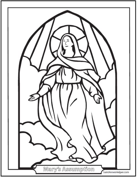 Mother Mary Stained Glass Coloring Pages