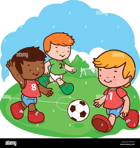 Boys Playing Soccer Three Stock Vector Images Alamy