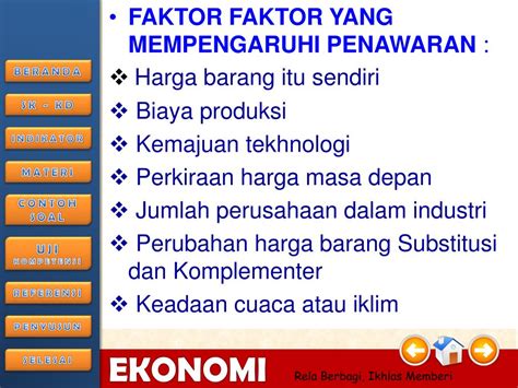 Barang subtitusi (pengganti) merupakan barang yang bisa menggantikan fungsi barang lain, sedangkan barang komplementer (pelengkap) merupakan barang yang menambah nilai barang satu sama lain. PPT - Permintaan dan Penawaran PowerPoint Presentation ...