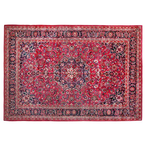 vintage persian meshed oriental rug in room size w central medallion for sale at 1stdibs