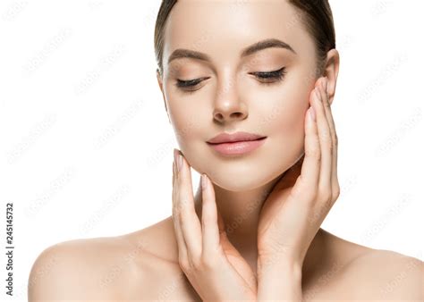 Healthy Skin Woman Beauty Face Closeup Female Cosmetic Portrait Stock