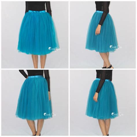 Colette Teal Soft Tulle Skirt Midi Womens Tulle Skirt Tulle Skirt