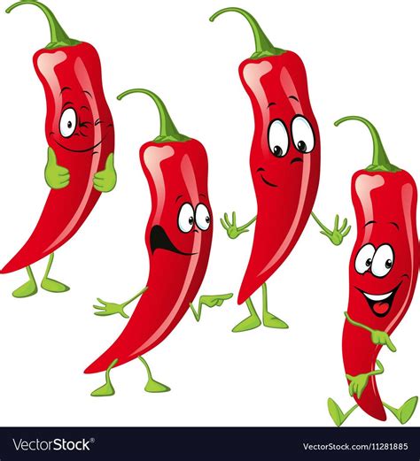 Chili Pepper Cartoon Isolated On White Background Vector Image