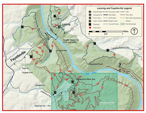 Fayetteville Area Hiking Trails Map New River Gorge National Park And