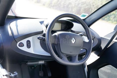 Renault Twizy Mini Electric Car Interior With Dashboard And Steering