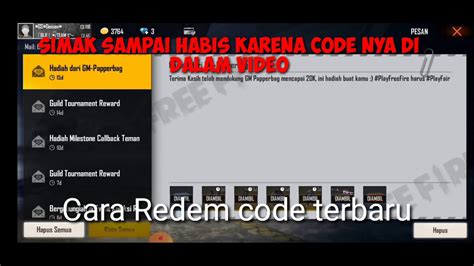 Pay attention to the redemption conditions and validity period of the redemption code. Cara Redeem Code Free Fire Terbaru 2020!! - YouTube