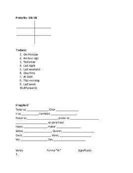 Preterite Tense Packet By Whatley Spanish TPT