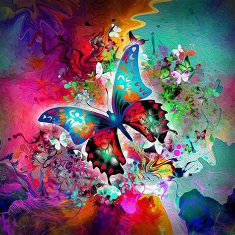 Colorful Butterfly 5d Diy Diamond Embroidery Diamond Painting Etsy