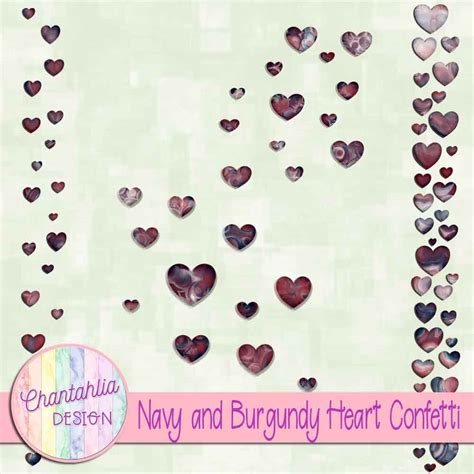 Navy And Burgundy Heart Confetti