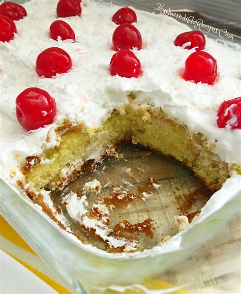 White cake soaked in sweet creamy coconut milk and smothered in whipped topping and flaked coconut. Coconut Cream Pina Colada Poke Cake | Recipe | Coconut ...