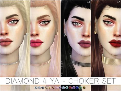 Pralinesims Diamond 4 Ya Choker Set Sims 4 Sims Chokers