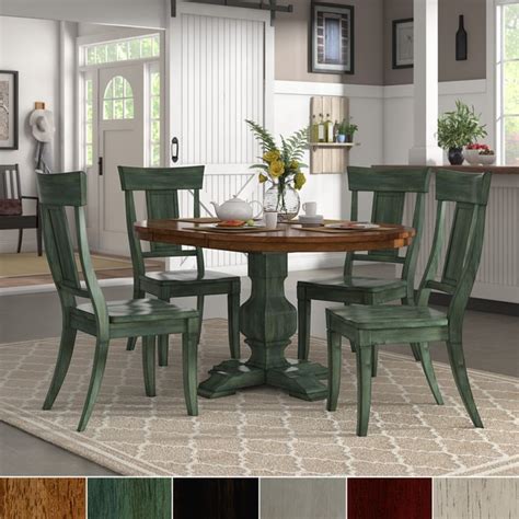 Shop Eleanor Sage Green Extending Oval Wood Table Panel Back 5 Piece