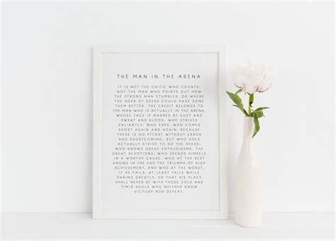 The Man In The Arena Print Roosevelt Quote Therapy Office Etsy
