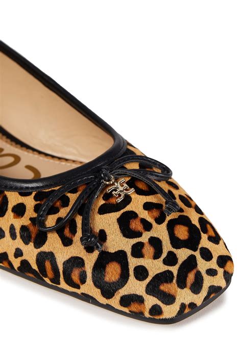 Sam Edelman Jillie Bow Embellished Leopard Print Calf Hair Ballet Flats