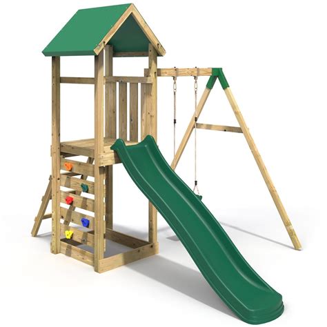 Rebo Adventure Playset Wooden Climbing Frame Swing Set And Slide