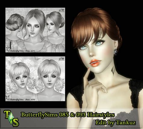 Tankuz Sims 3 Blog Butterflysims 085 And 093 Hairstyles Edit