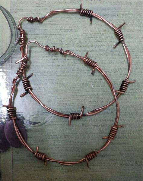 Barbed Wire Copper Hoop Earrings Earrings Handmade Jewelry Crafts