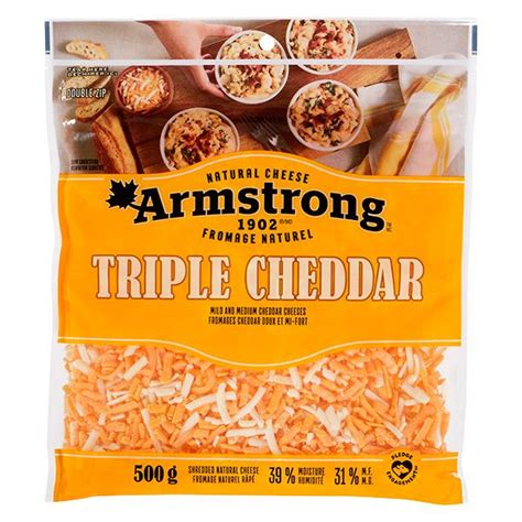 Armstrong Natural Cheese Triple Cheddar Shredded 500g Mild And