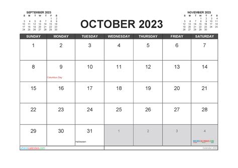 Free Printable October 2023 Calendars Pdf And Image
